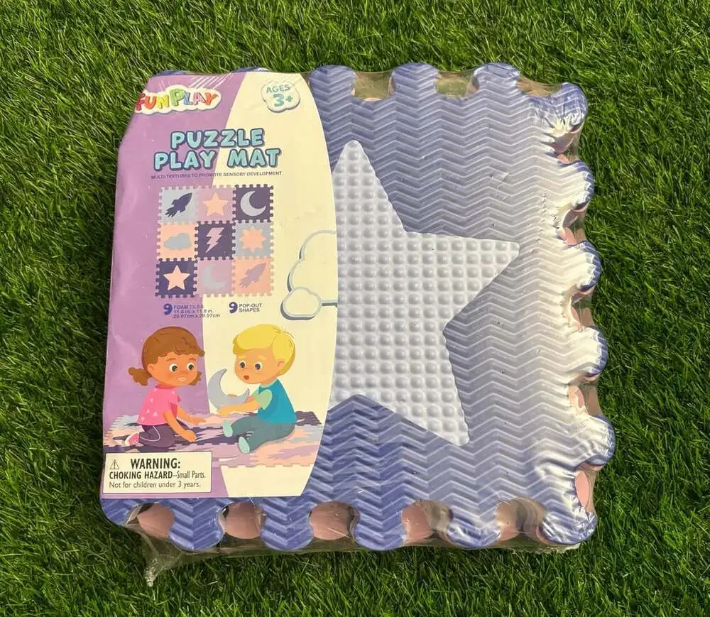 FunPlay Puzzle Play Mat 11.8 in x 11.8 in Multi-Texture Foam Tiles